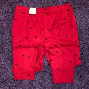 Charter Club, 18, slim leg, Red with black doggies,